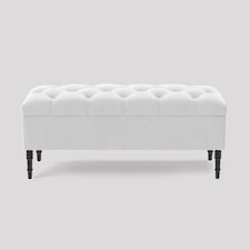 Alyana 90cm Wide Tufted Rectangle Ottoman Storage Bench - Upholstery Velvet Shoe Bench with Turned Wooden Legs