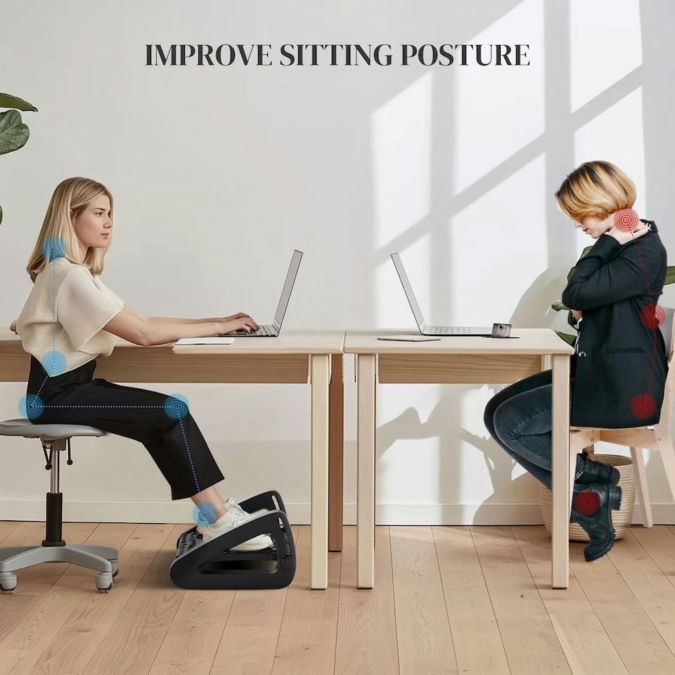 image 1 of HOMCOM Non-Slip Foot Rest Under Desk Office Footrest with Adjustable Height 