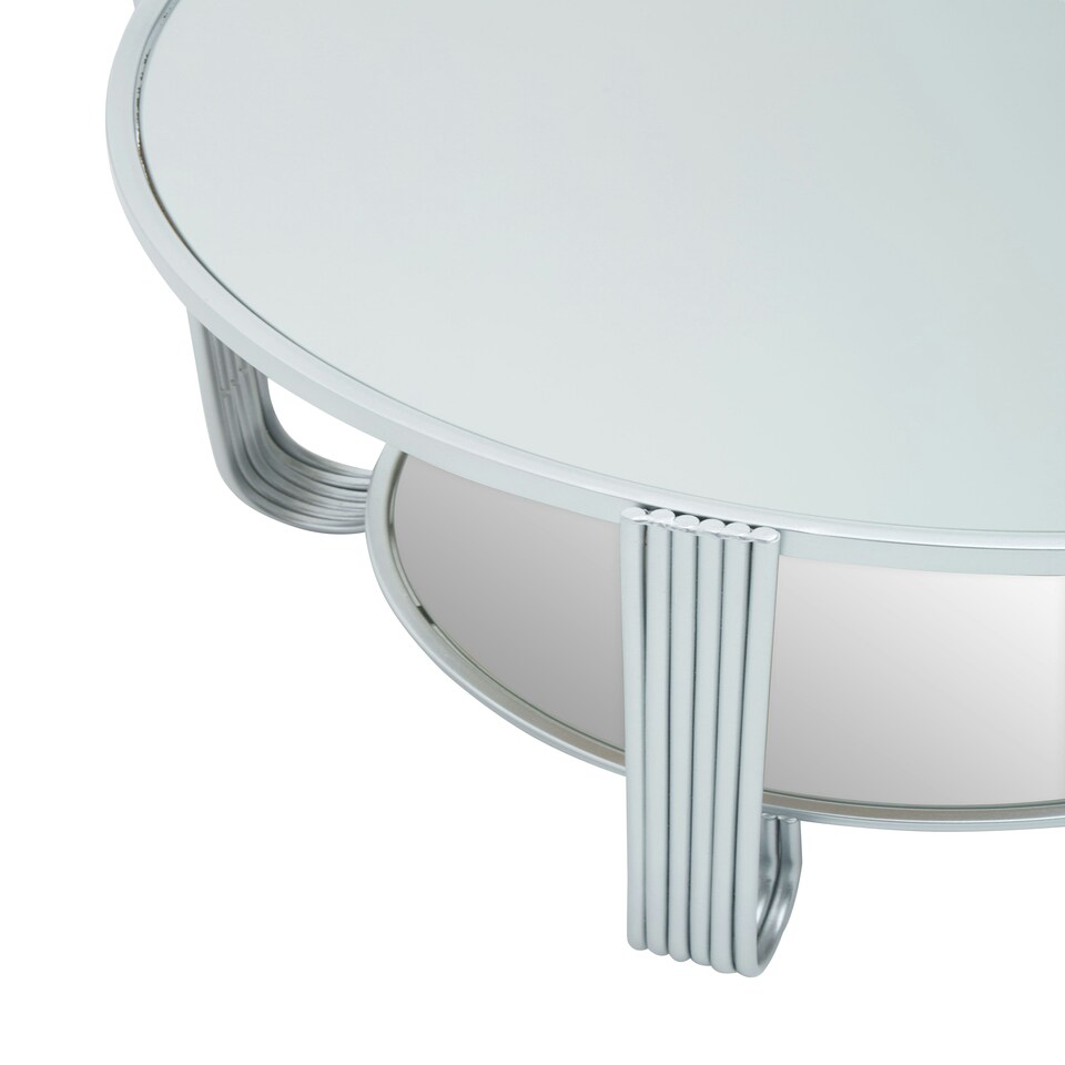 image 1 of Jolie Round Mirrored Top Silver Frame Table Silver