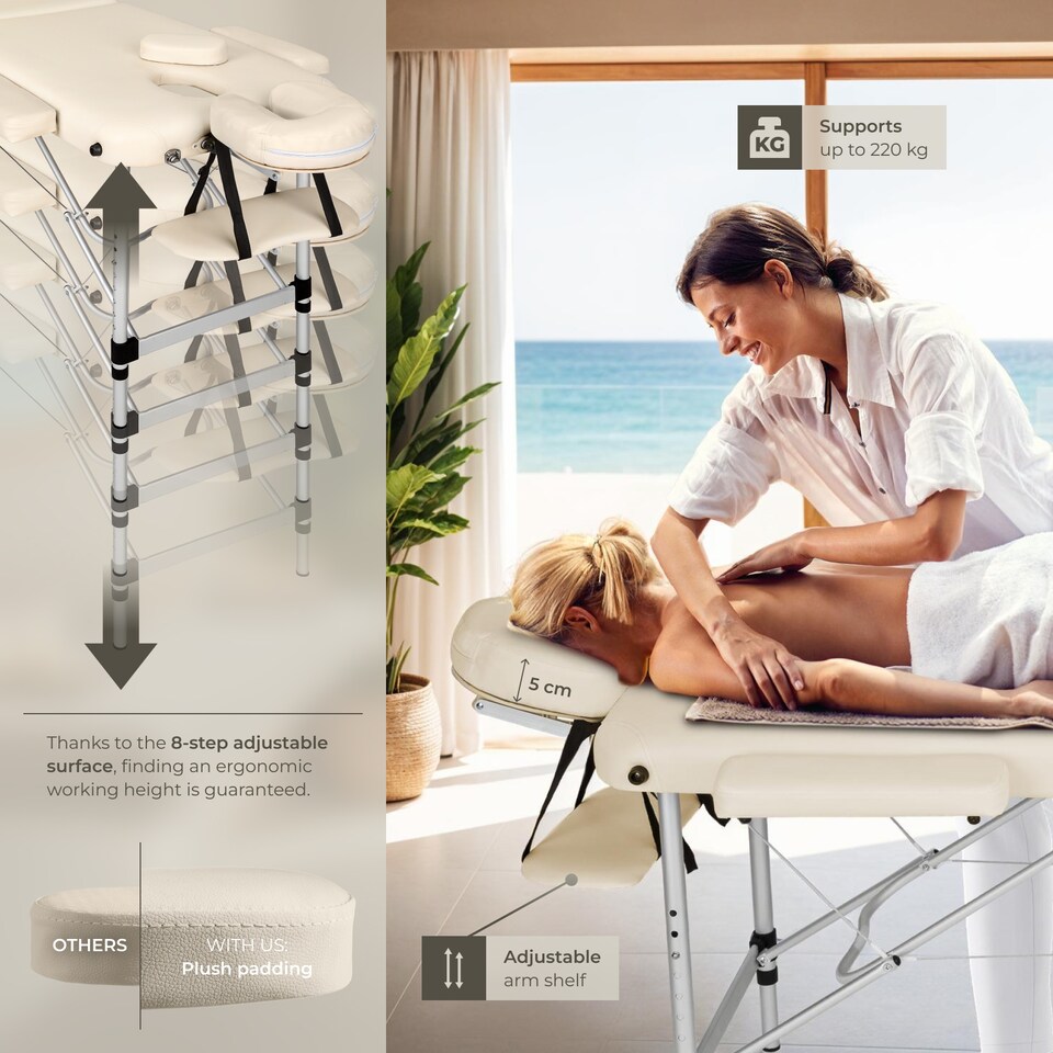 image 1 of Massage Table Set Massage Bench Massage Table Massage Bed Cosmetic Lounger Bag Bolsters Head And Armrests | Cream | beige | 1