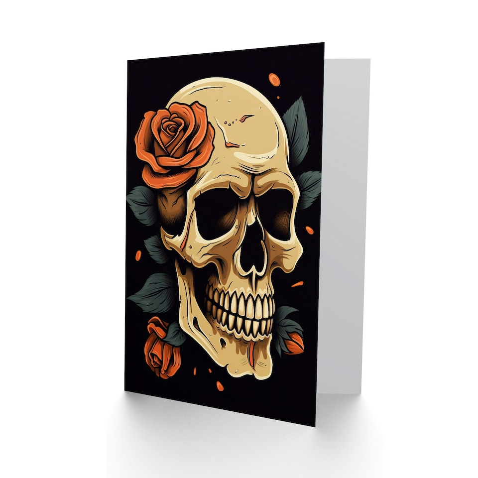 image 1 of Human Skull Roses Gothic Wife Birthday Card