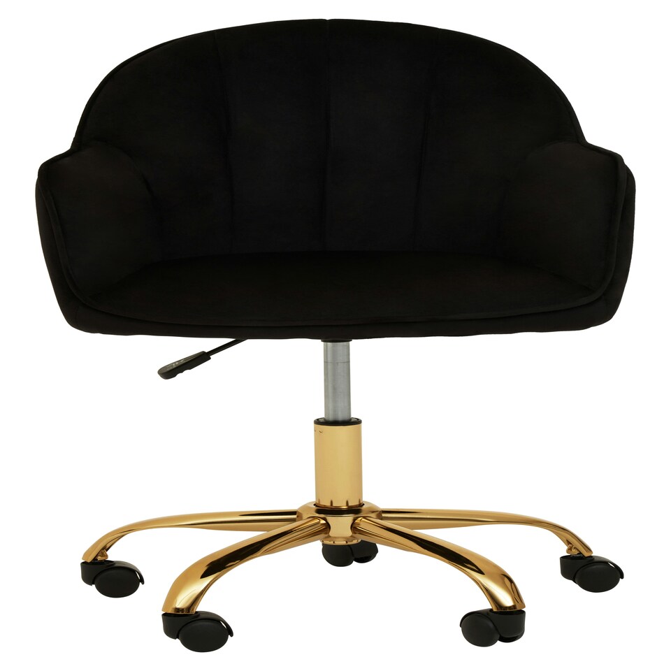 image 1 of Interiors by Premier Brent Black Velvet And Gold Base Home Office Chair