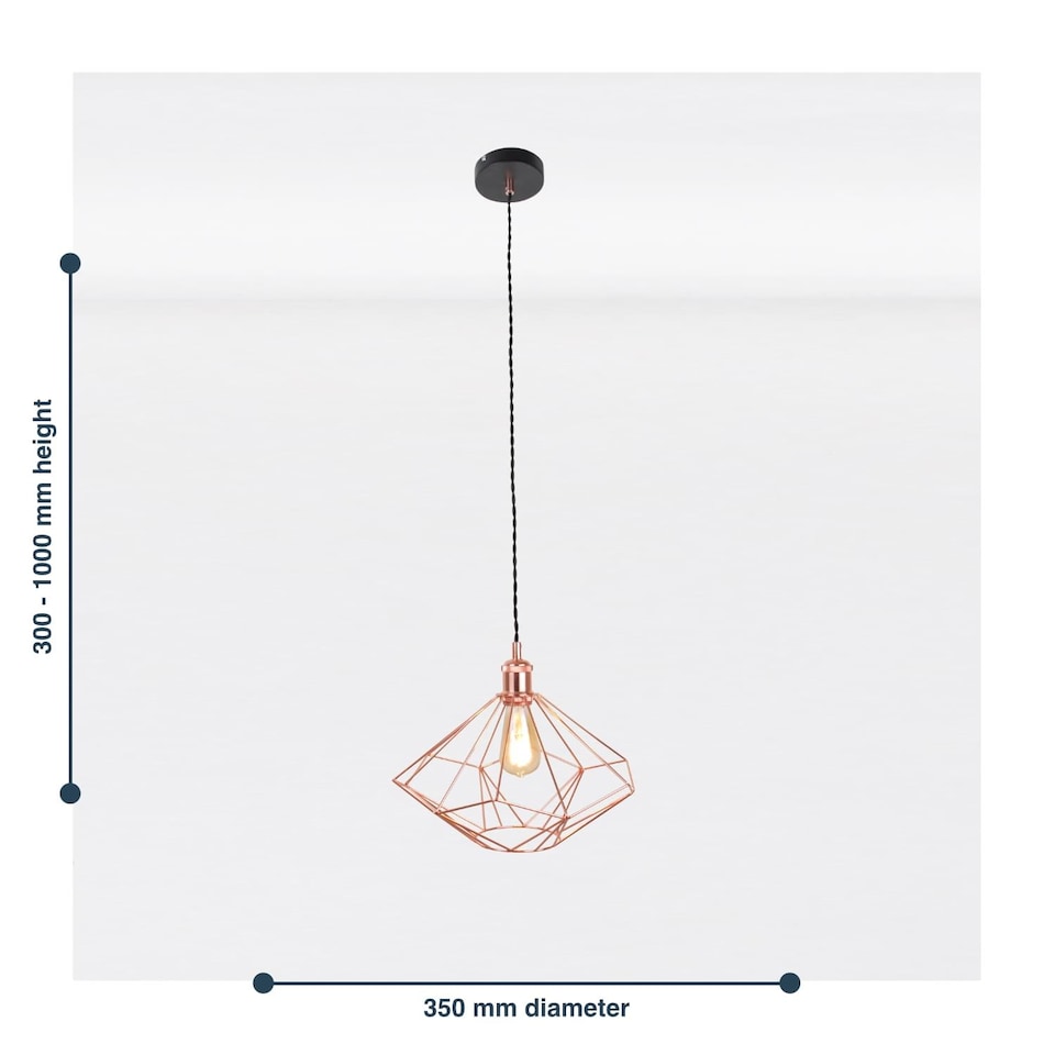 image 1 of Copper Geometric Pendant Light Fitting | Black | Copper | 1