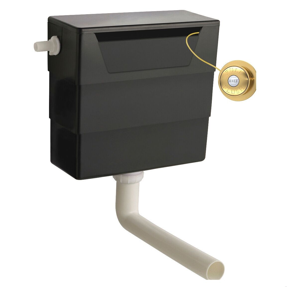 Balterley Universal Dual Flush & Traditional Push Button - Brushed Brass/Black in Black