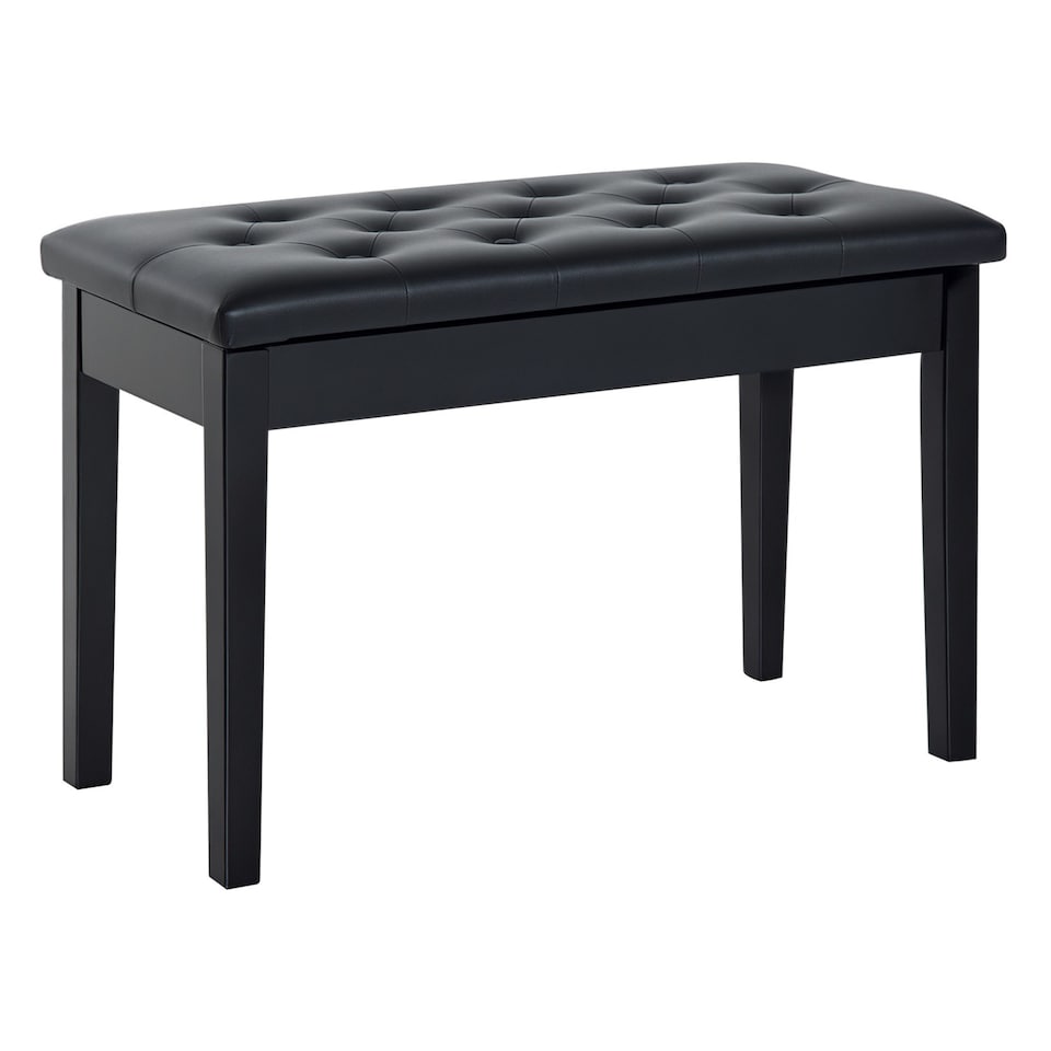 image 1 of HOMCOM Faux Leather Piano Stool Makeup Stool Bench Dressing Table Seat with Storage 76x36x50cm, Black