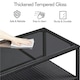 image 4 of Yaheetech Wicker Coffee Table with Tempered Glass Top Black