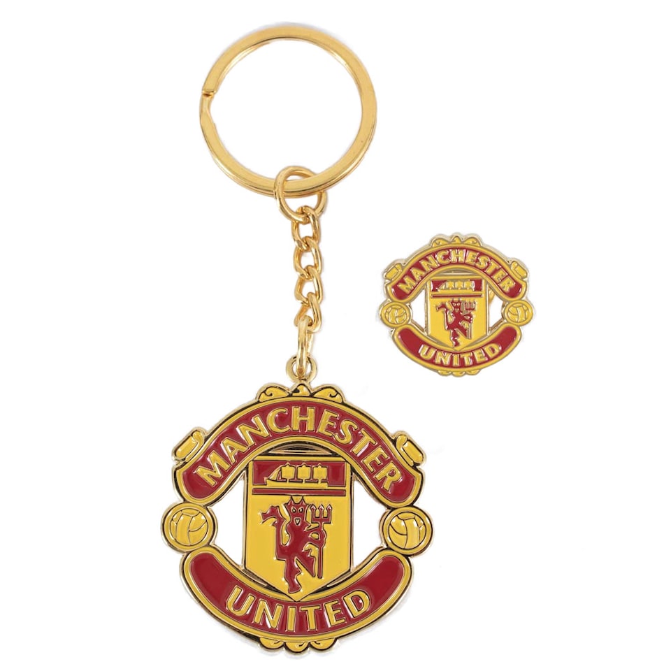 image 1 of Manchester United FC Keyring And Badge Set | Red | Red/Yellow | 1