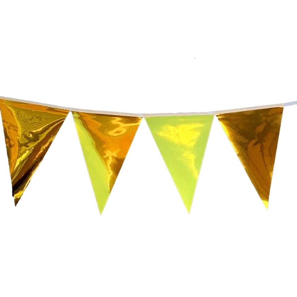 image 1 of Metallic Gold Party Bunting 10m with 20 Pennants