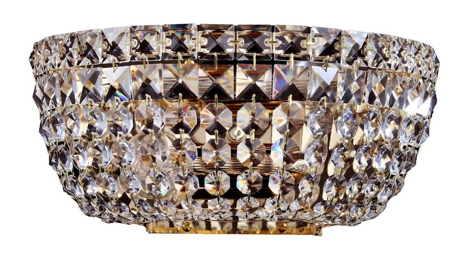 image 1 of Basfor Flush Wall Lamp Gold Antique & Crystal, 2 Light, E14