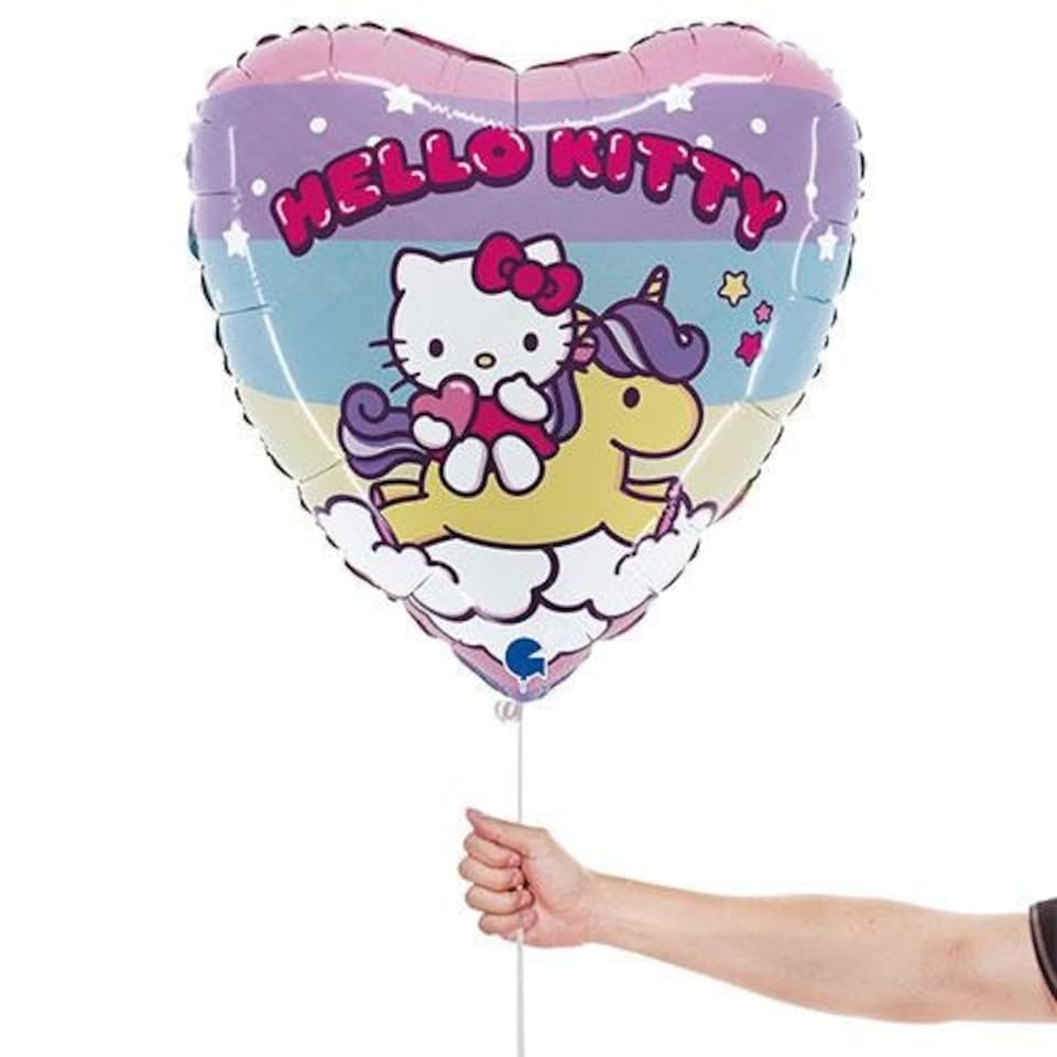 image 1 of Hello Kitty Rainbow Heart Shape Foil Helium Balloon 46cm / 18 in