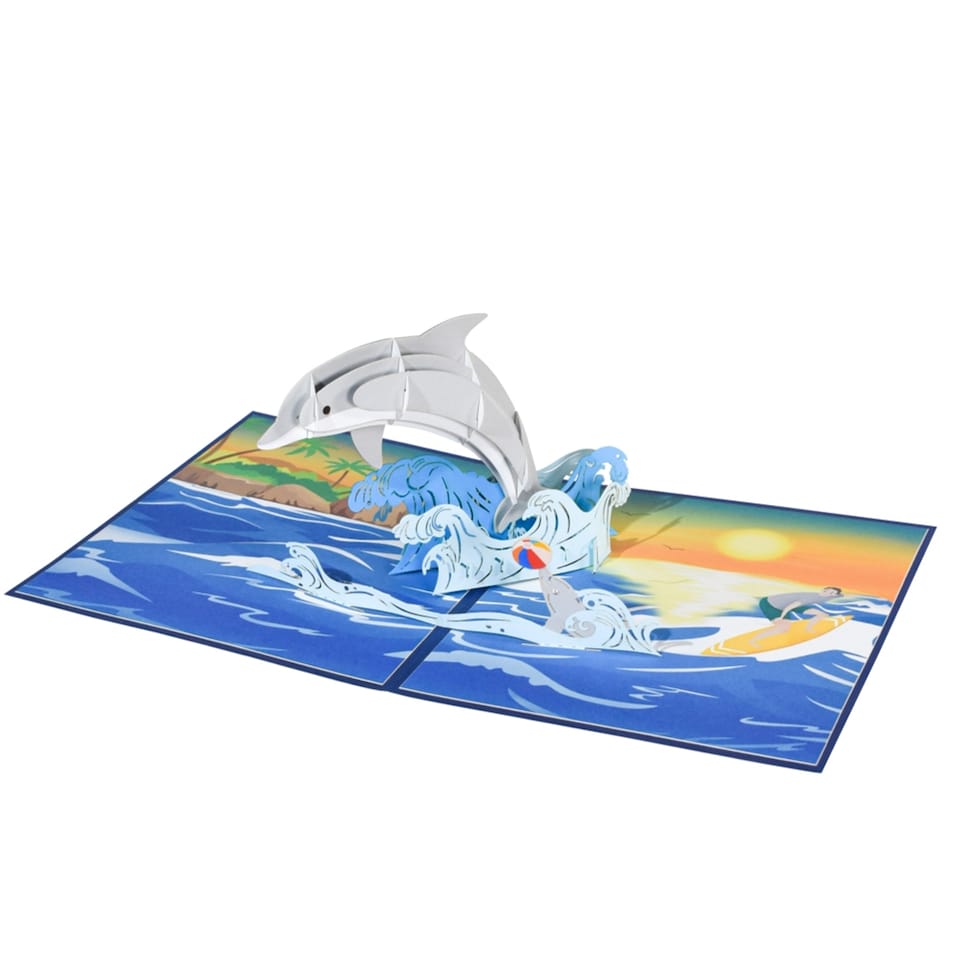image 1 of Dolphin Ocean Leap 3D Pop-Up Greeting Card