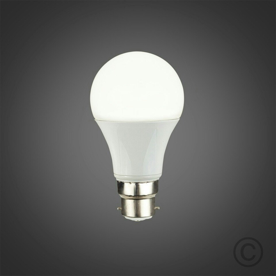 image 1 of ValueLights 2 Pack B22 White Plastic GLS LED 10W Cool White 6500K 800lm Light Bulb