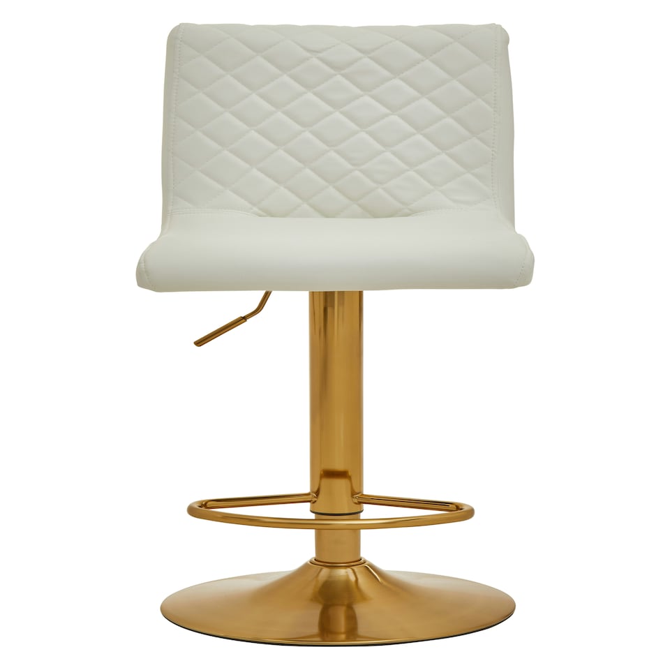 image 1 of Interiors By Premier Durable White And Gold Bar Stool With Round Base, Stylish Kitchen Bar Stool, Versatile Bar Stool For Guests