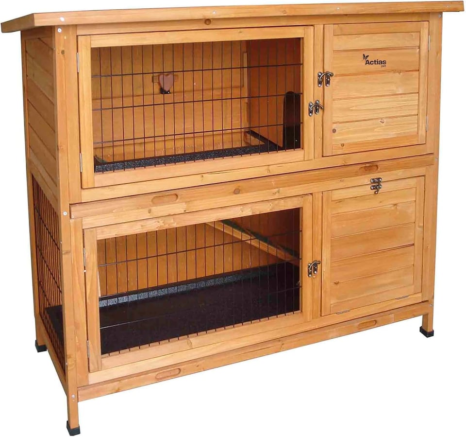 image 1 of Actiaspet - Wooden Two-Tier Rabbit or Guinea Pig Hutch - 4ft