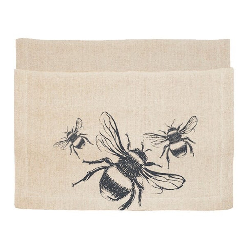 image 1 of The Just Slate Company Bee Linen Table Runner
