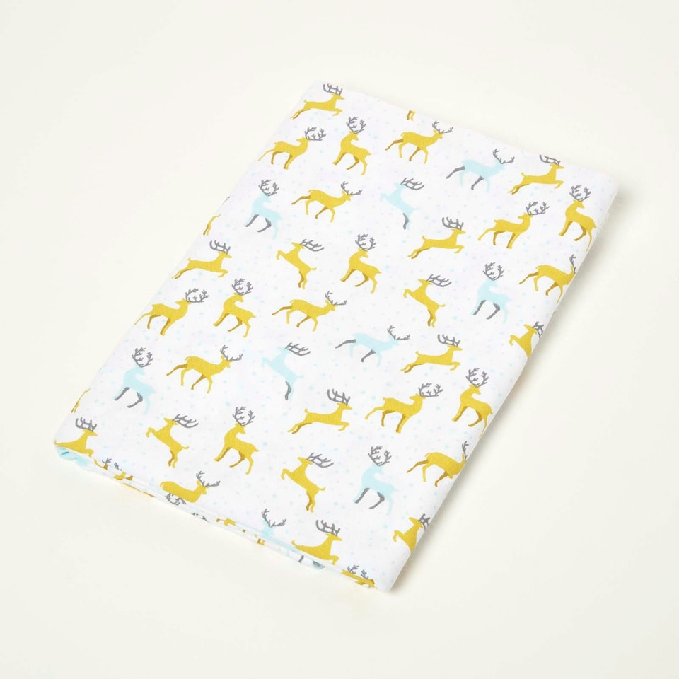 image 1 of Homescapes Majestic Stag 100% Cotton Grey Christmas Tablecloth - 178 x 305 cm Grey