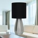 image 6 of First Choice Lighting Bullet Satin Nickel Touch Table Lamp with Black Fabric Shade Silver | Black