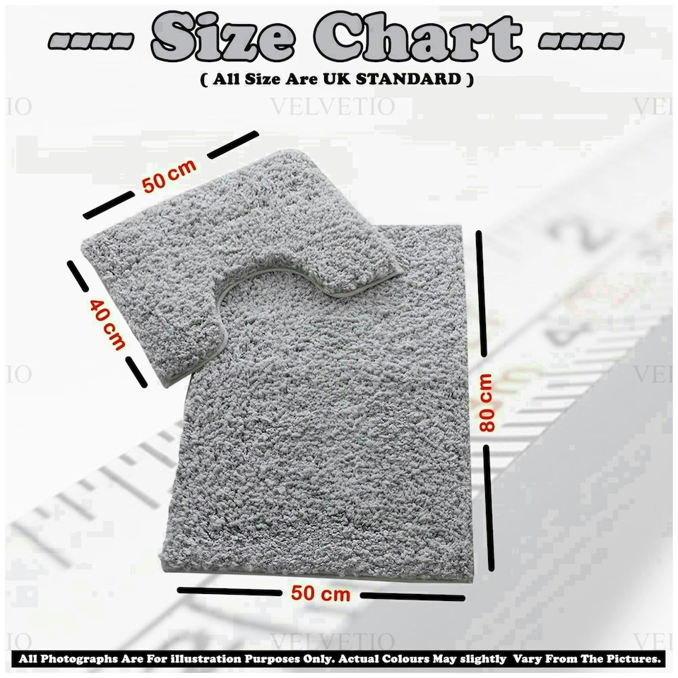 image 1 of VELVETIO Bath Mats & Pedestal Mat Set Anti Slip Super Soft Water Absorbent Grey
