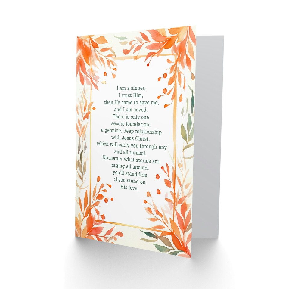 image 1 of I am a Sinner Charles Spurgeon Quote Orange Floral Religious Birthday Card