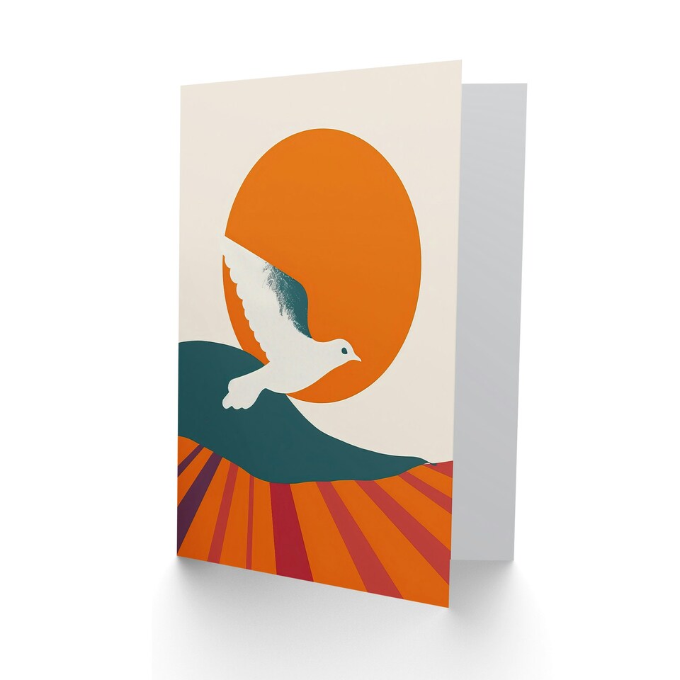 image 1 of Flight Sunset Sun Simple Retro Design Him Her Birthday Card
