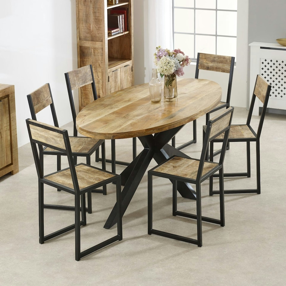 image 1 of Valor Mango Wooden 6-8 Seater Oval Dining Table Brown