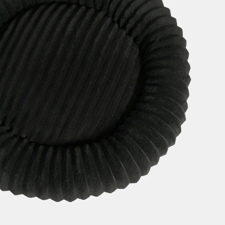 image 1 of OHS Ribbed Round Plush Plump Soft Warm Cosy Pet Dog Cat Cushioned Donut Bed Black | M