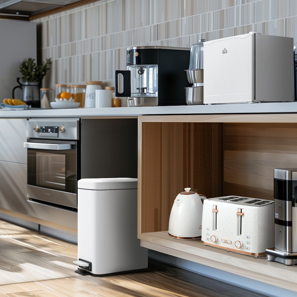 image 1 of HOMCOM 46 Litre Table Top Mini Fridge, Small Fridge with Ice Box, Reversible Door, Adjustable Temperature and Legs for Bedrooms, Home Office, Cream