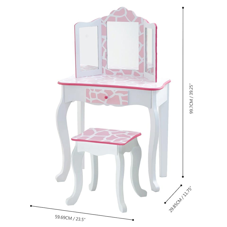 image 1 of Teamson Kids Gisele Giraffe Prints Play Vanity Set