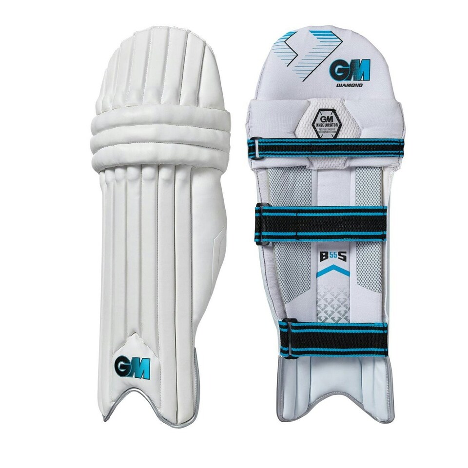 Gunn And Moore Childrens/Kids Diamond BS55 2023 Left Hand Cricket Batting Pads - White/Blue - One Size