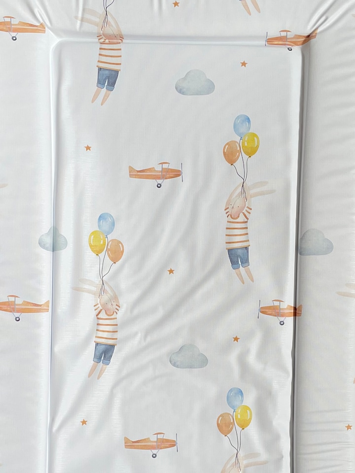 image 1 of Babybase Padded Changing Mat 74 x 46cm Bunny Balloon | White
