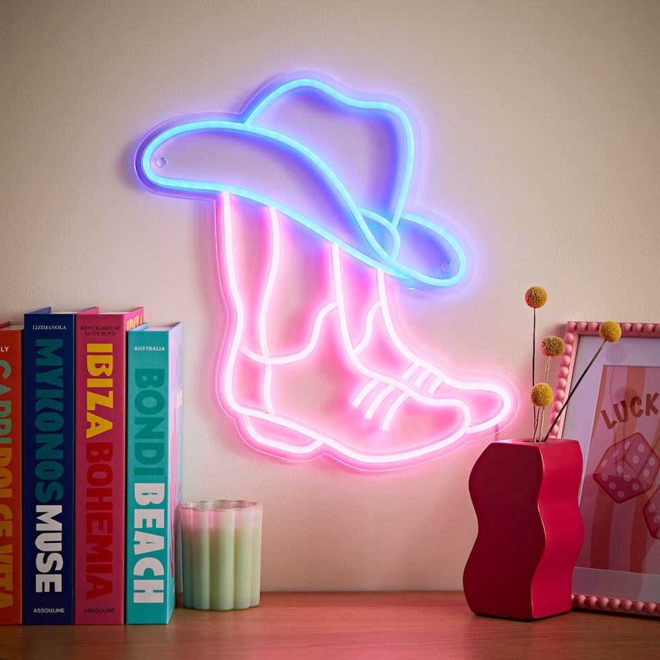 image 1 of ValueLights Cowboy Neon Sign Deoration Wall Light | Multi