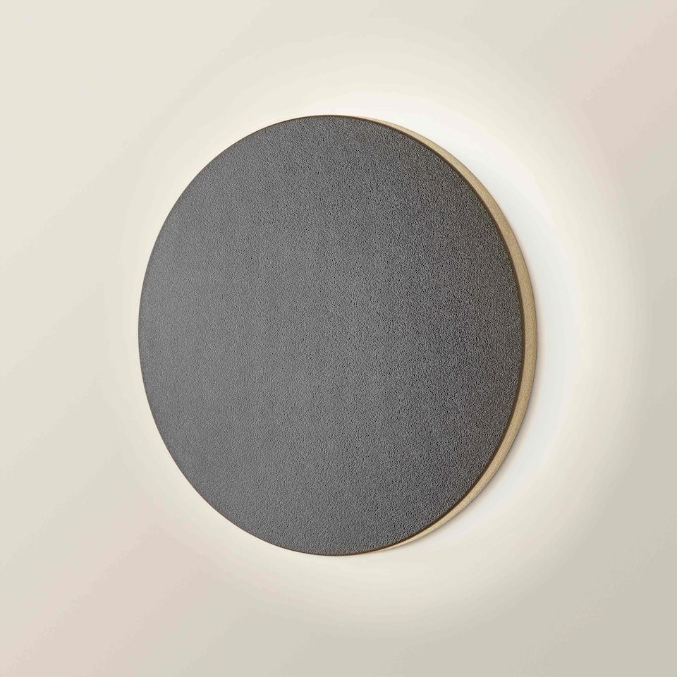 image 1 of ValueLights Chad Black Backlit Circle IP65 LED Outdoor Wall Light | Black