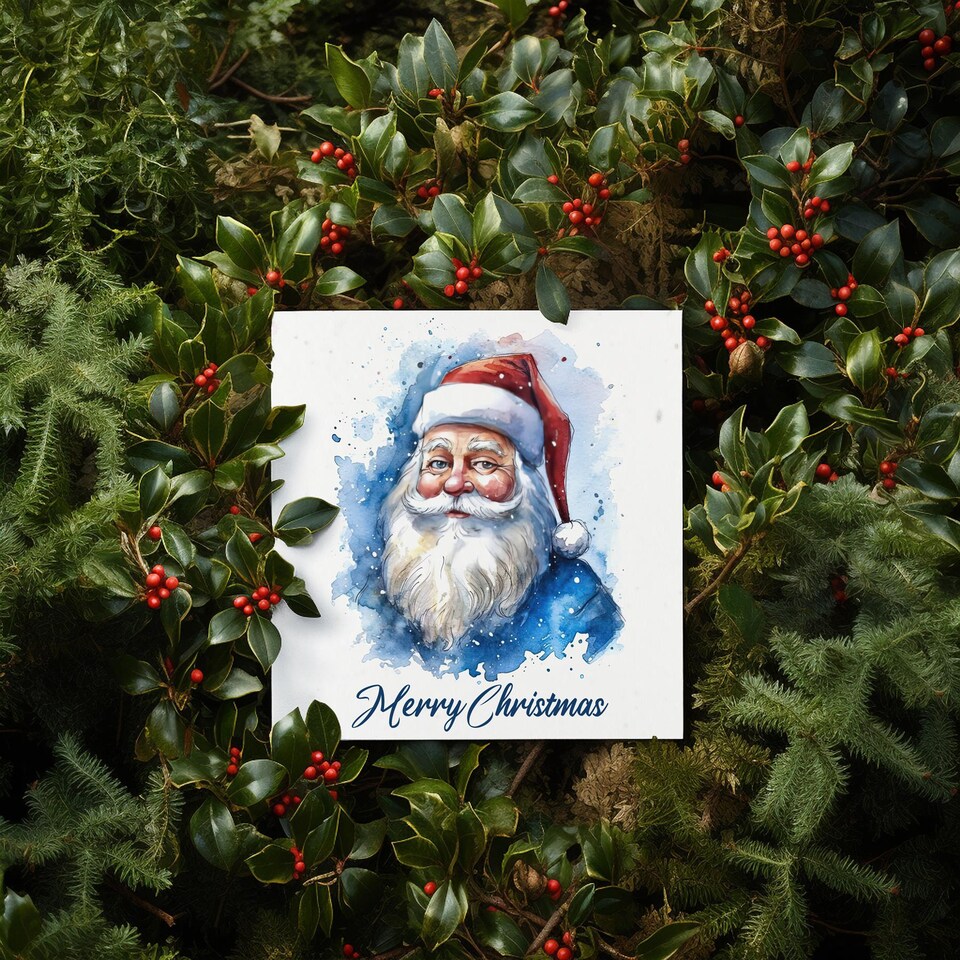 image 1 of Jolly Father Christmas - Plantable Wildflower Seed Christmas Cards - 10 Pack