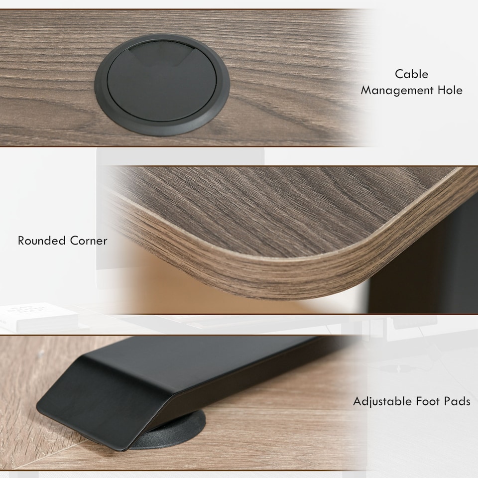 image 1 of Vinsetto Electric Standing Desk, 140 x 70cm Height Adjustable Sit Stand Desk with 4 Memory Smart Panel, Stand Up Desk for Home Office, Black and Teak