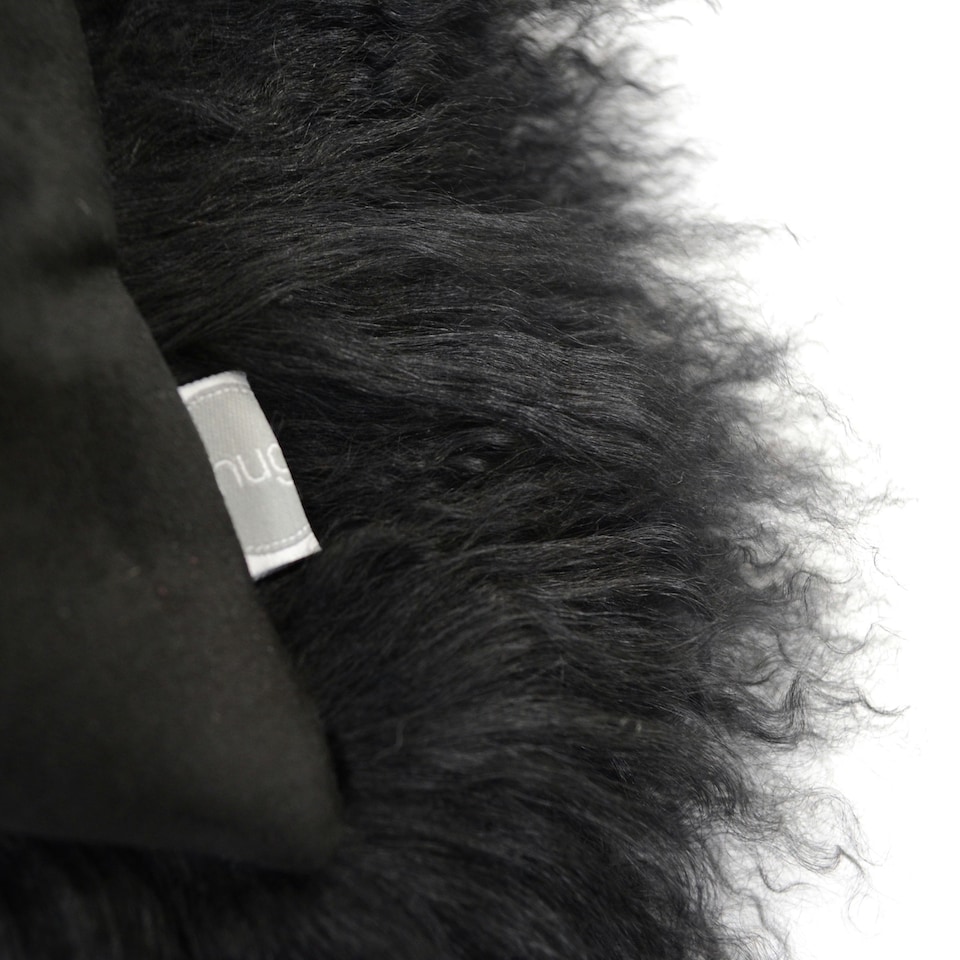 image 1 of SNUGRUGS Mongolian Sheepskin Cushion - Large Square - 60cm x 60cm | Black | 60 x 60cm