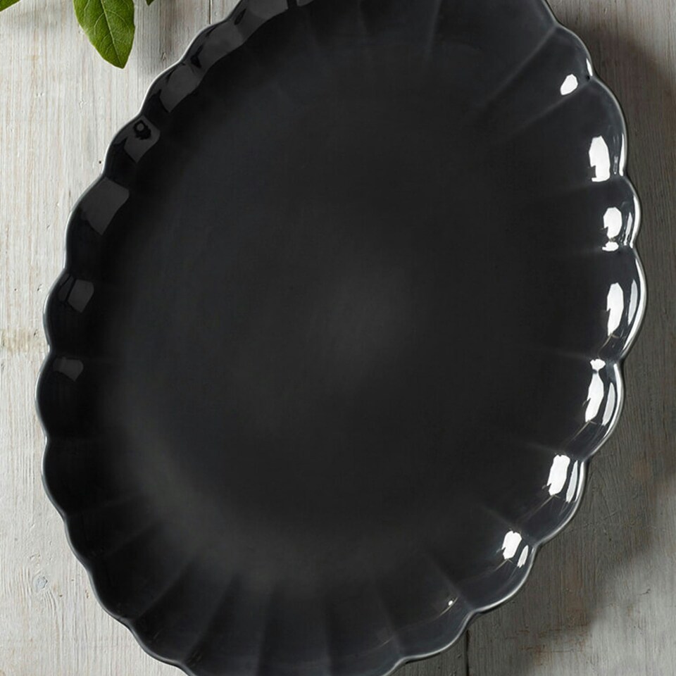 image 1 of MM Living Ceramic Scallop Serve Platter Grey
