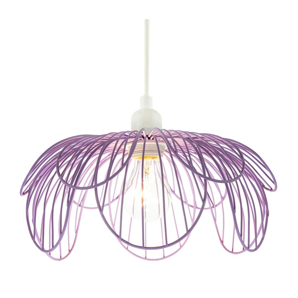 image 1 of Mate Lilac Metal Wire Overlapping Petal Ceiling Pendant Light Shade Purple