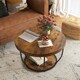 image 3 of COSTWAY 2-Tier Round Coffee Table 80cm Tea Cocktail Table Brown