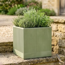 Dibor Medium Fibre Clay Outdoor Garden Planter – Sage Green