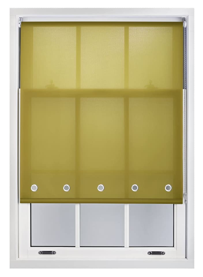 image 1 of FURNISHED Daylight Roller Blind Made to Measure with Chome Round Eyelets | Green | Green | (W) 120cm x (L) 165cm