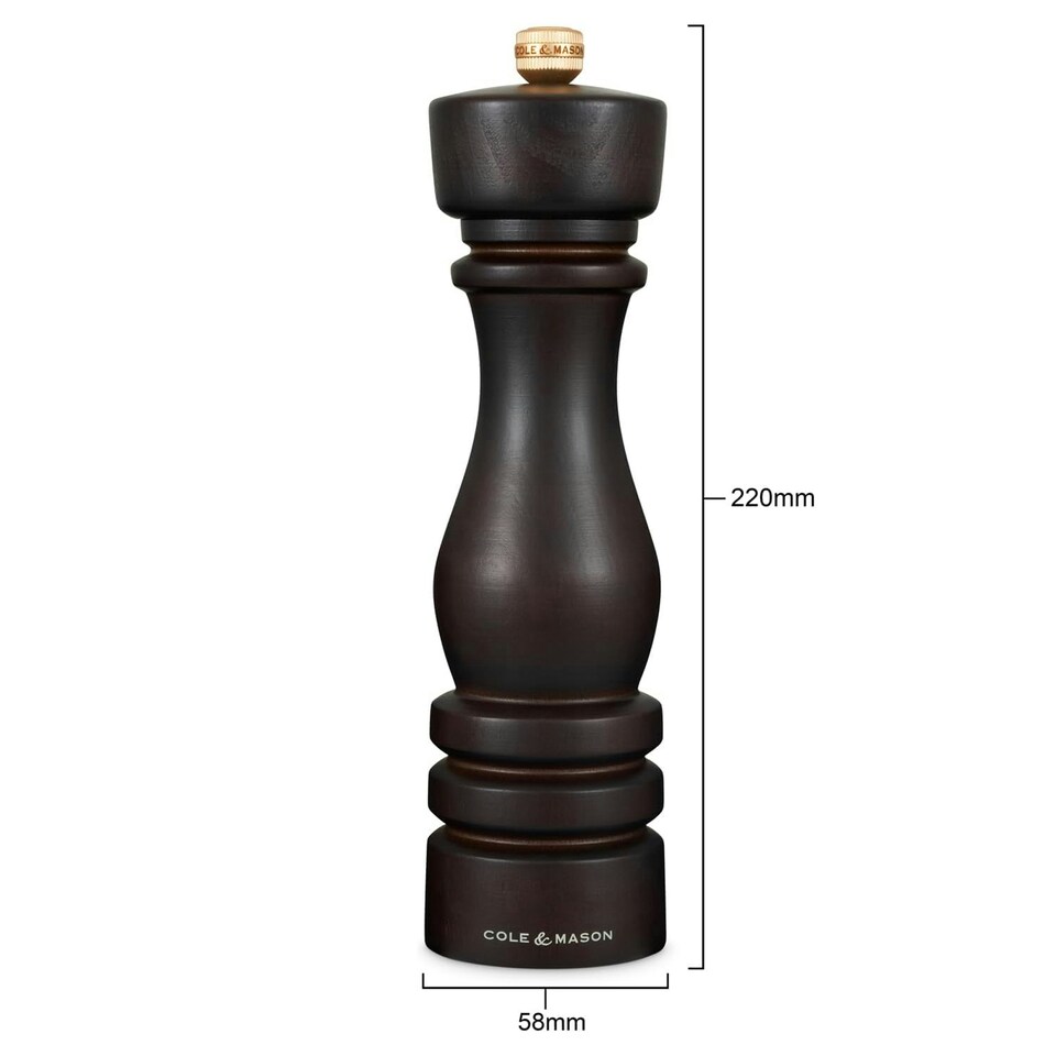 image 1 of Cole & Mason London Chocolate Wood Salt & Pepper Mill Set 220mm