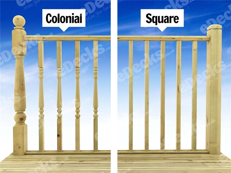 image 1 of eDecks Standard Redwood Decking Kit, 145mm, 2.4 x 2.4m - Square Handrails