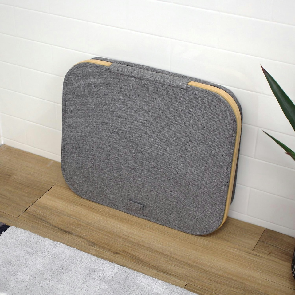 image 1 of Showerdrape Cotswold Grey Large Laundry Hamper with Lid 420 x 405mm