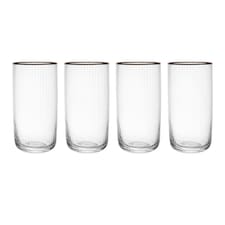 Mikasa Highball Cocktail Glasses Set Clear Ridged Crystal 375ml Set of 4