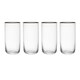 image 1 of Mikasa Highball Cocktail Glasses Set Clear Ridged Crystal 375ml Set of 4