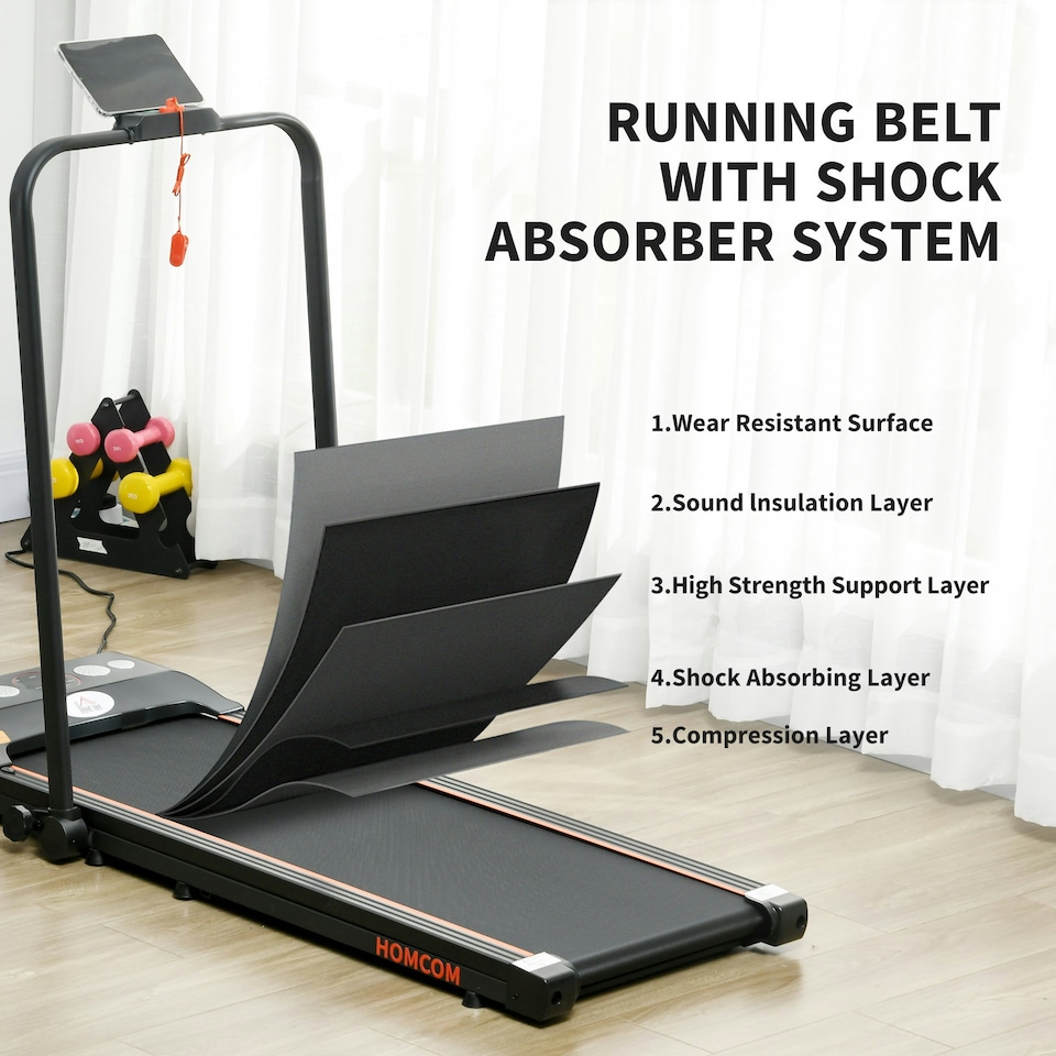 image 1 of HOMCOM Foldable Walking Treadmill w/ LED Display, Orange