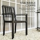 image 4 of Outsunny 2 PCs Stackable Outdoor Garden Chairs with Metal Slatted Design, Black