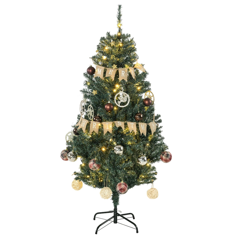 image 1 of HOMCOM 5ft Artificial Christmas Tree with LED Lights, Decoration, Auto Open