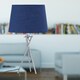 image 7 of First Choice Lighting Set of 2 Tripod Table Lamps with Navy Cotton Fabric Shades Chrome | Blue