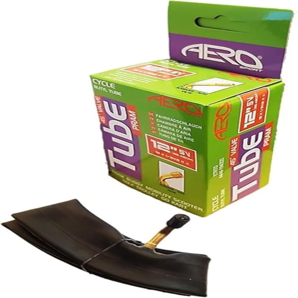 image 1 of Aero Sport Butyl PRAM 45 Degree Valve 12" x 1.75/2.125 Bike Inner Tube Schrader Valve
